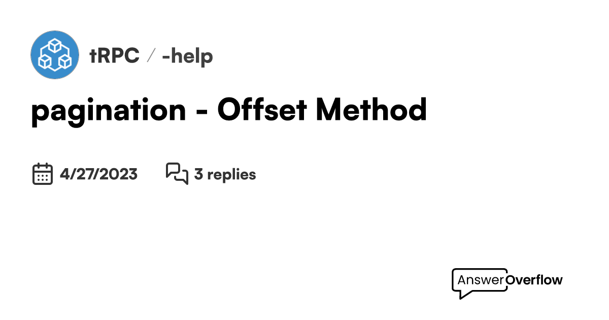 pagination Offset Method tRPC